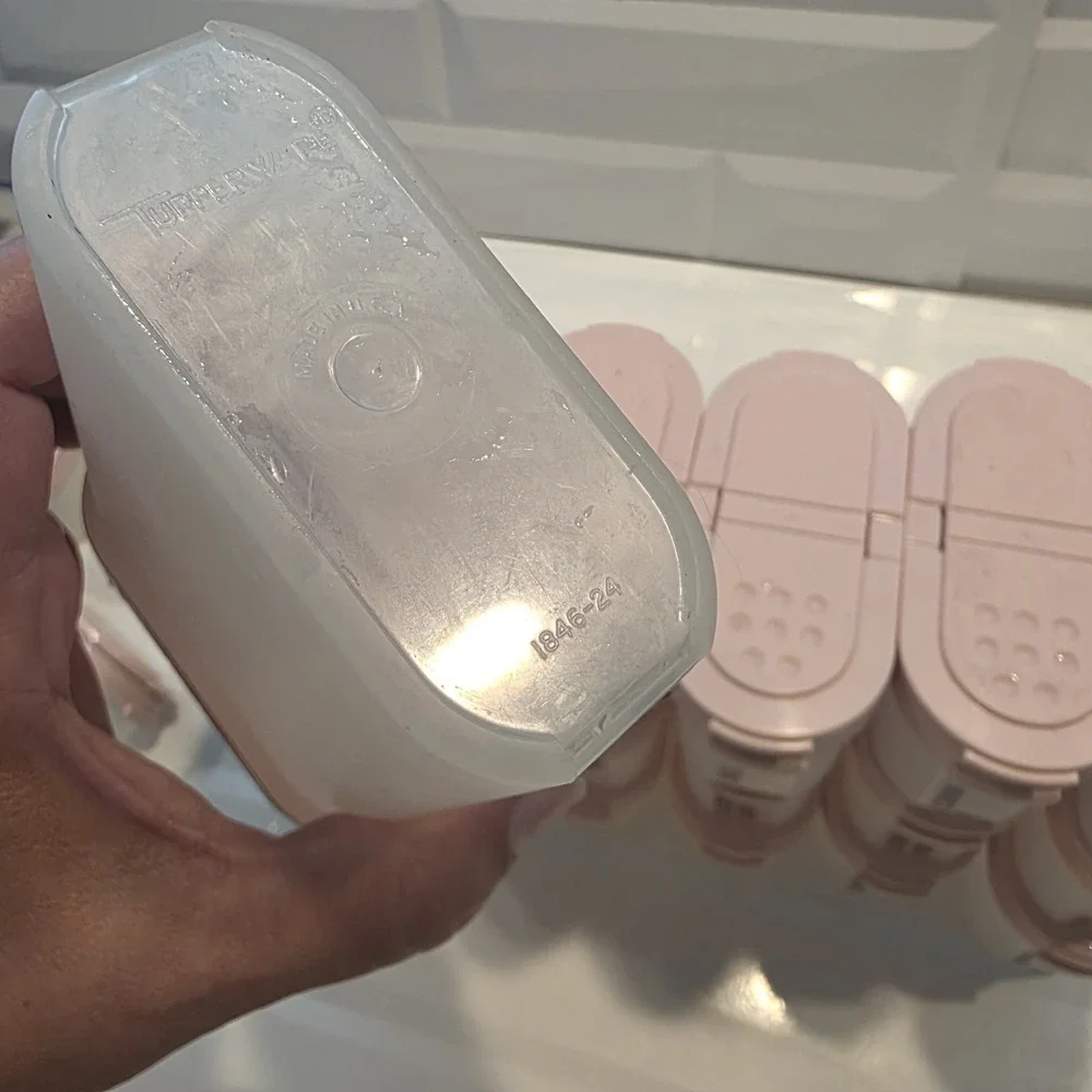 Vtg Set 20 Tupperware Modular Mates Spice Shaker Containers Pink Flip Top Lids